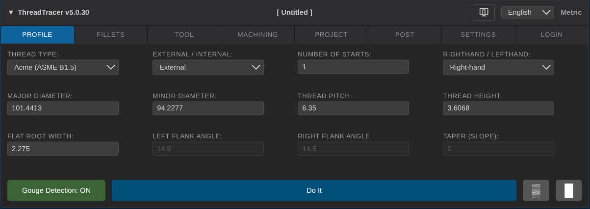 Project Tab Screenshot