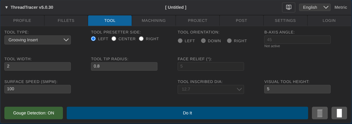 Project Tab Screenshot